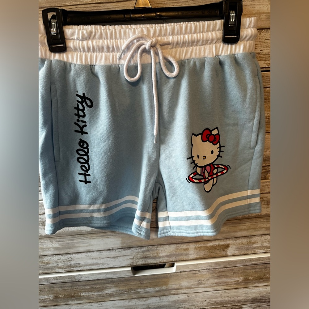 🎀 Hello Kitty Blue White Lounge Shorts Women’s Small Sanrio Kawaii